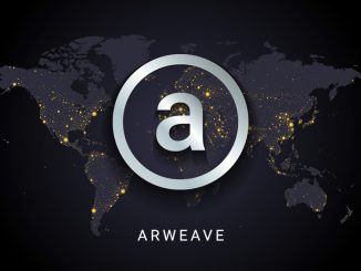 Arweave (AR) cryptocurrency logo against a global background