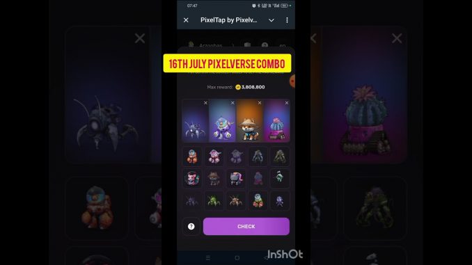 16th July PIXELVERSE combo Claiming full guide || #pixelverse #crypto