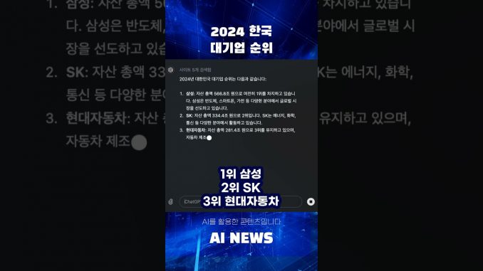 2024 대한민국 대기업 순위는? #팩트체크 #AI #News #chatgpt