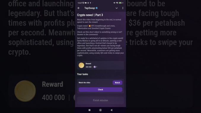 СЕКРЕТНЫЙ КОД В TAP SWAP 23 Августа | Crypto News! Part 3 | Daily video