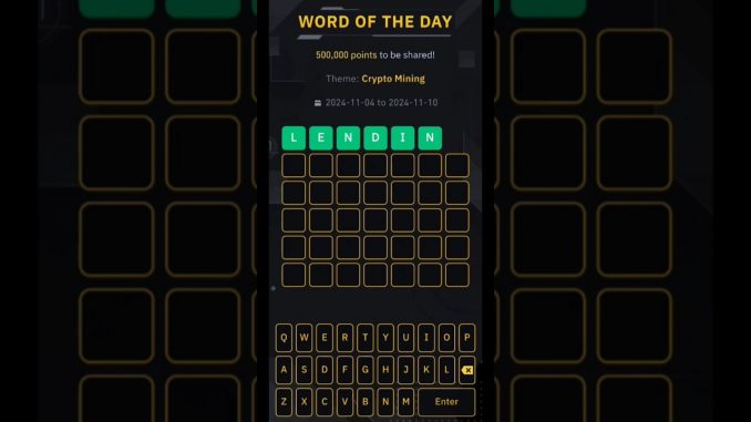 New Crypto Mining week....7 letters word answer #binance #shorts #foryou
