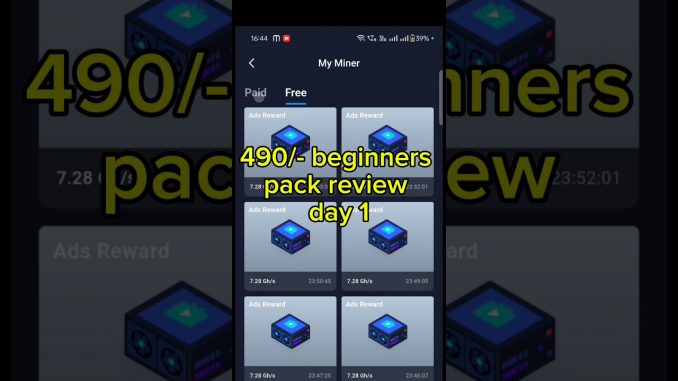 Bitcoin mining 490/- beginners pack review day 1.             #crypto #mining