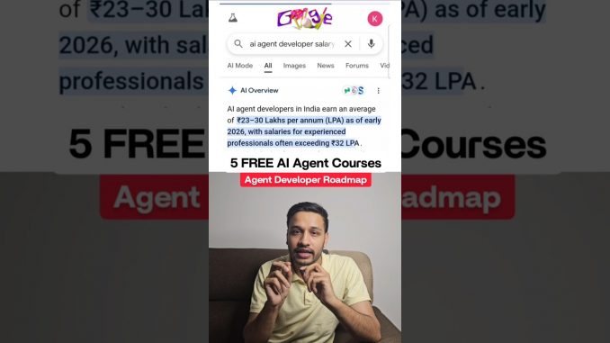 5 FREE AI Agent Developer Courses 2026, AI Roadmap #jobs #ai #certification