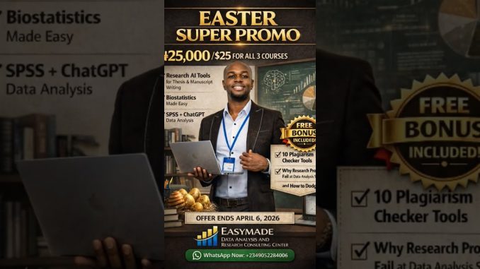 Research Thesis AI Tools Mastering+ Biostatistics Beginners Class+ SPSS Data Analysis Training.