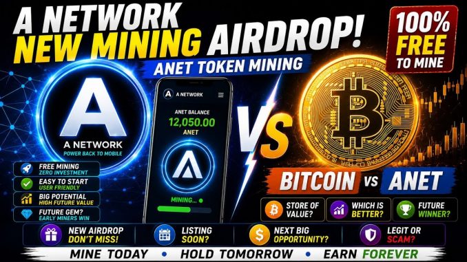 A Network Airdrop 🔥 ANET Token Mining | A Network New Mining Airdrop | Bitcoin vs ANET Token
