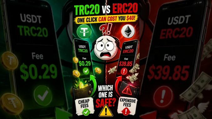 🔥 TRC20 vs ERC20 — Most Beginners Choose Wrong!#crypto #usdt #trc20 #erc20 #binance #cryptotips